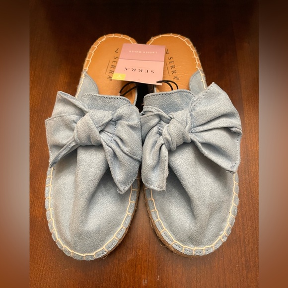 NWT Serra Womens Blue Espadrille Flat Mules - Picture 4 of 8